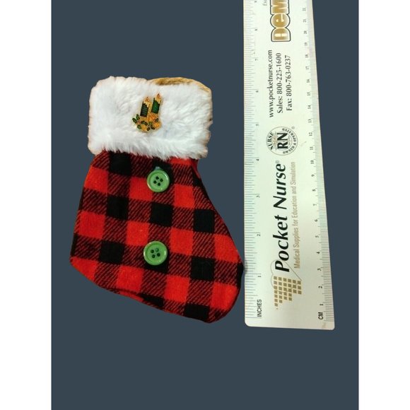 Gift Card Holder Ornament Buffalo Plaid Stocking Christmas Candle Pin - Picture 4 of 5